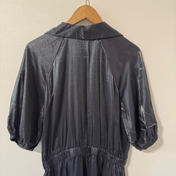 Anthropologie Samant Chauhan Utility Shirt Dress Metallic Slate Maxi Pocket-LP - Picture 8 of 12
